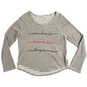 t. la French Embroidery Sweatshirt Weekend Anthropologie Gray Small Petite